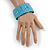 Handmade Boho Style Light Blue Glass Bead Wristband Bracelet - 17cm L/ 2cm Ext - view 2