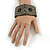 Handmade Boho Style Grey/ Black Glass Bead Wristband Bracelet - 17cm L/ 2cm Ext - view 2
