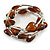 Multistrand Brown/ Amber Glass Heart Bead Coiled Flex Bracelet In Silver Tone - Adjustable - view 2