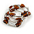 Multistrand Brown/ Amber Glass Heart Bead Coiled Flex Bracelet In Silver Tone - Adjustable - view 4