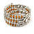Multistrand Glass, Acrylic Bead Coiled Flex Bracelet (Silver, Transparent, Orange) - Adjustable