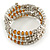 Multistrand Glass, Acrylic Bead Coiled Flex Bracelet (Silver, Transparent, Orange) - Adjustable - view 3