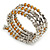 Multistrand Glass, Acrylic Bead Coiled Flex Bracelet (Silver, Transparent, Orange) - Adjustable - view 4