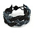 Black/ Hematite Glass Bead Plaited Bracelet - 18cm L - view 4