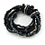 Multistrand Black/ Hematite Glass, Silver Acrylic Bead Flex Bracelet - 19cm Long - view 3
