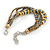Bronze/ Grey/ Taupe Glass Bead with Gold Metal Rings Multistrand Bracelet - Small - 16cm L/ 5cm Ext - view 5