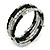 Black Glass Silver Acrylic Bead Multistrand Coiled Flex Bracelet Bangle - Adjustable - view 4