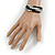 Black Glass Silver Acrylic Bead Multistrand Coiled Flex Bracelet Bangle - Adjustable - view 2