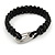 Trendy Multi Plaited Black Leather Magnetic Bracelet with Silver Tone Closure - 17cm L - view 2