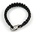 Trendy Multi Plaited Black Leather Magnetic Bracelet with Silver Tone Closure - 17cm L - view 4