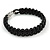 Trendy Multi Plaited Black Leather Magnetic Bracelet with Silver Tone Closure - 17cm L - view 5