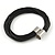 Trendy Multi Cord Black Leather Magnetic Bracelet with Silver Tone Closure - 20cm L - view 4