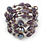 Statement Wide Purple Glass Bead Multistrand Flex Bracelet - 20cm (Adjustable) Large - view 3