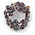 Statement Wide Purple Glass Bead Multistrand Flex Bracelet - 20cm (Adjustable) Large - view 4