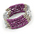 Multistrand Glass, Acrylic Bead Coiled Flex Bracelet (Silver, Purple) - Adjustable - view 5