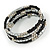 Multistrand Glass, Acrylic Bead Coiled Flex Bracelet (Silver, Black) - Adjustable - view 4