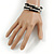 Multistrand Glass, Acrylic Bead Coiled Flex Bracelet (Silver, Black) - Adjustable - view 2