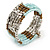 Multistrand Glass, Acrylic Bead Coiled Flex Bracelet (Silver, Light Blue, Bronze) - Adjustable - view 4