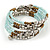 Multistrand Glass, Acrylic Bead Coiled Flex Bracelet (Silver, Light Blue, Bronze) - Adjustable - view 5