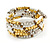 Multistrand Glass, Acrylic Bead Coiled Flex Bracelet (Silver, White, Gold, Bronze) - Adjustable