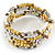 Multistrand Glass, Acrylic Bead Coiled Flex Bracelet (Silver, White, Gold, Bronze) - Adjustable - view 3