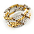 Multistrand Glass, Acrylic Bead Coiled Flex Bracelet (Silver, White, Gold, Bronze) - Adjustable - view 4