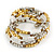 Multistrand Glass, Acrylic Bead Coiled Flex Bracelet (Silver, White, Gold, Bronze) - Adjustable - view 6