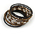 Dark Brown/ Black/ Silver Glass/ Acrylic Bead Multistrand Coiled Flex Bracelet - Adjustable - view 5