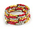 Multistrand Glass, Acrylic Bead Coiled Flex Bracelet (Silver, Pink, Gold, Bronze) - Adjustable - view 3