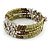 Olive/ Brown/ Silver Acrylic Bead Multistrand Coiled Flex Bracelet - Adjustable - view 2