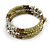Olive/ Brown/ Silver Acrylic Bead Multistrand Coiled Flex Bracelet - Adjustable - view 3