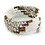 Glass and Acrylic Bead Multistrand Coiled Flex Bracelet (Silver, White, Bronze) - Adjustable - view 3