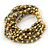 Olive Green/ Gold Acrylic Bead Multistrand Flex Bracelet - 16cm L (Small) - view 6