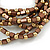 Brown/ Gold Acrylic Bead Multistrand Flex Bracelet - 16cm L (Small) - view 6