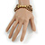 Brown/ Gold Acrylic Bead Multistrand Flex Bracelet - 16cm L (Small) - view 4