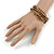 Brown/ Gold Acrylic Bead Multistrand Flex Bracelet - 16cm L (Small) - view 3