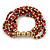Garnet Red/ Gold Acrylic Bead Multistrand Flex Bracelet - 16cm L (Small)