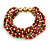 Garnet Red/ Gold Acrylic Bead Multistrand Flex Bracelet - 16cm L (Small) - view 4