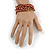 Garnet Red/ Gold Acrylic Bead Multistrand Flex Bracelet - 16cm L (Small) - view 2