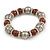 Brown Ceramic and Silver Tone Mirrored Ball Bead with Wire Flex Bracelet - 18cm L - view 3