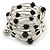 Wide Multistrand Black and Transparent Acrylic Bead Flex Bracelet In Silver Tone - 17cm L - view 3