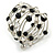 Wide Multistrand Black and Transparent Acrylic Bead Flex Bracelet In Silver Tone - 17cm L - view 4