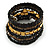 Wide Glass, Acrylic Bead Flex Coiled Bracelet - 18cm L - Adjustable (Black, Gold, Bronze) - view 4