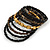 Wide Glass, Acrylic Bead Flex Coiled Bracelet - 18cm L - Adjustable (Black, Gold, Bronze) - view 5