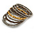 Wide Glass, Acrylic Bead Flex Coiled Bracelet - 18cm L - Adjustable (Grey, Gold, Bronze) - view 3