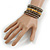 Wide Glass, Acrylic Bead Flex Coiled Bracelet - 18cm L - Adjustable (Grey, Gold, Bronze) - view 2