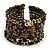 Bohemian Beaded Cuff Bangle with Sequin (Black/ Bronze/ Gold) - Adjustable