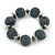 Chunky Grey/ Hematite Glass Bead Ball Stretch Bracelet - 19cm L - view 3