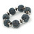 Chunky Grey/ Hematite Glass Bead Ball Stretch Bracelet - 19cm L - view 4