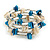 Blue/ Natural Shell Nugget Multistrand Coiled Flex Bracelet in Silver Tone - Adjustable - view 3